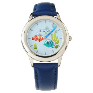 Kleurrijke vis met bubbels en zeewier horloge
