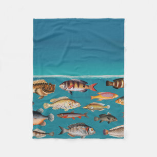 Kleurrijke vis onder blauw zeewater fleece deken