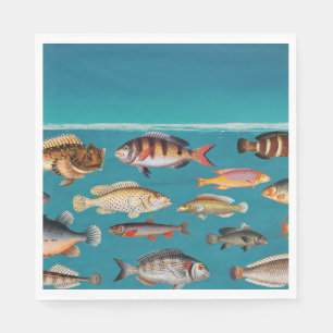 Kleurrijke vis onder blauw zeewater servet