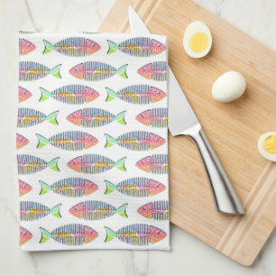 Kleurrijke Vis Skeleton Keuken Handdoek
