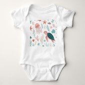 Kleurrijke Vis & Zee Creatures Design Romper (Voorkant)