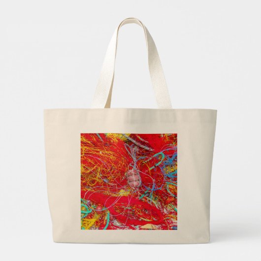 Kleurrijke visnetten grote canvas tas (Achterkant)