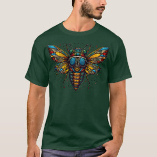 Kleurrijke vlag Cicada Eastern Brood X Reemergence T-shirt