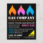 Kleurrijke vlammen, gasingenieur en leveranciersla flyer (Voorkant)