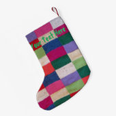 kleurrijke vlekstof met leuke snowman plezier kleine kerstsok (Achterkant (Hangend))