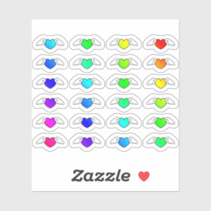 Kleurrijke vliegende harten Tiny Heart met vleugel Sticker