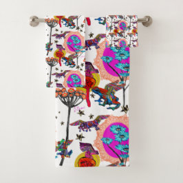 Kleurrijke vliegende kikkers bad handdoek