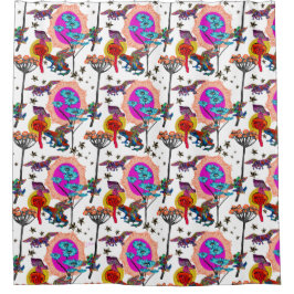 Kleurrijke vliegende kikkers douchegordijn