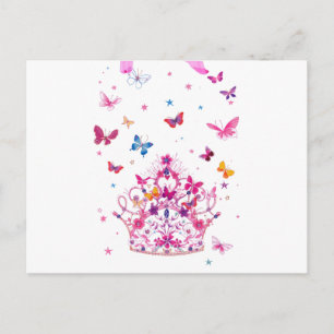 Kleurrijke Vliegende Vlinders met Crown Art Print/ Briefkaart