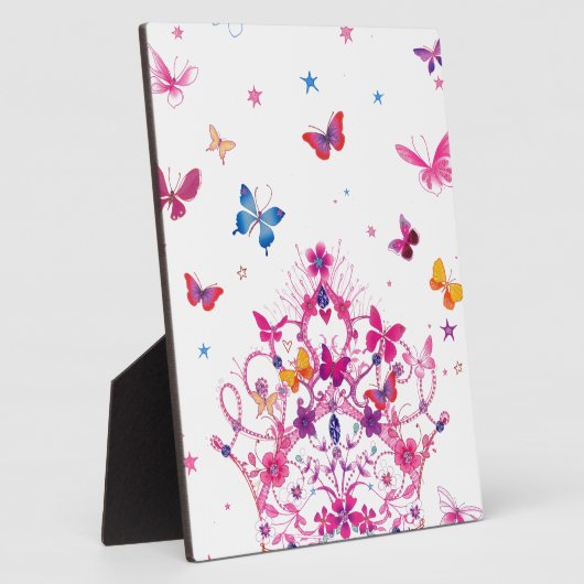 Kleurrijke Vliegende Vlinders met Crown Art Print/ Fotoplaat (Zijkant)