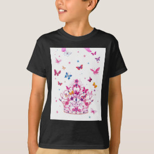 Kleurrijke Vliegende Vlinders met Crown Art Print T-shirt