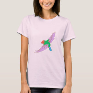 Kleurrijke vliegende vogelkunst – Levendig door de T-shirt