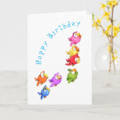 Kleurrijke Vliegende Vogels Verjaardag Kaart (Gele Bloem)