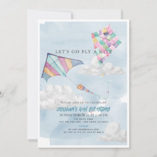 Kleurrijke vlieger & Blue Sky Waterverf Verjaardag Kaart