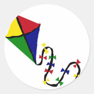 Kleurrijke vlieger vliegkunst ronde sticker