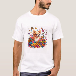 Kleurrijke vlinder Chihuahua T-shirt