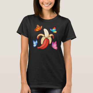 Kleurrijke Vlinder en Banaan Pop Art Illustratie T-shirt