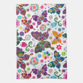 Kleurrijke vlinder en bloemen patroon theedoek (Verticaal)