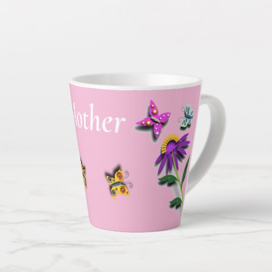 Kleurrijke vlinder en ventilator latte mok (Rechterhoek)