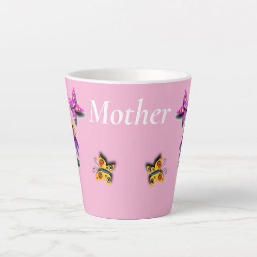 Kleurrijke vlinder en ventilator latte mok (Voorkant)