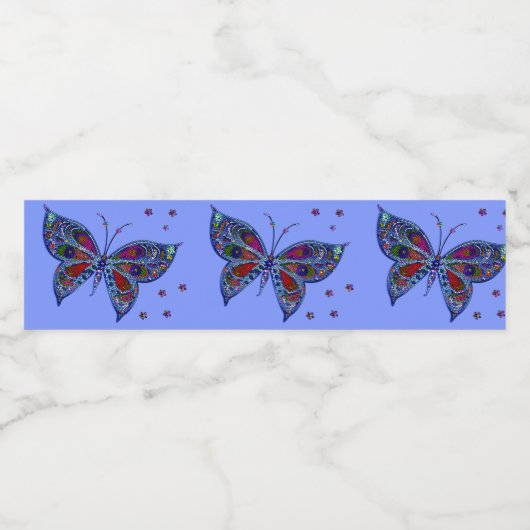 Kleurrijke vlinder mozaïek waterfles etiket (Enkel label)