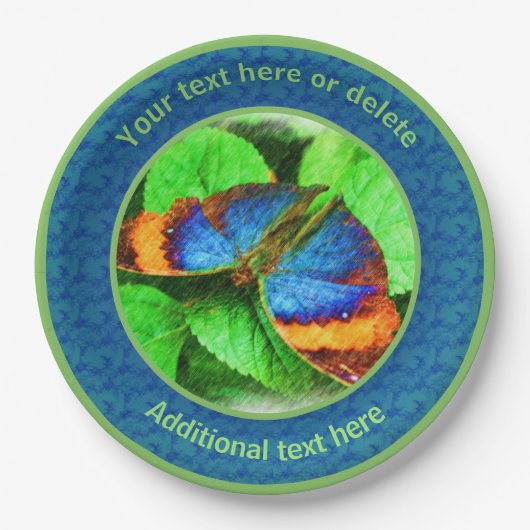Kleurrijke Vlinder Natuur Kunst Gepersonaliseerde  Papieren Bordje (Voorkant)