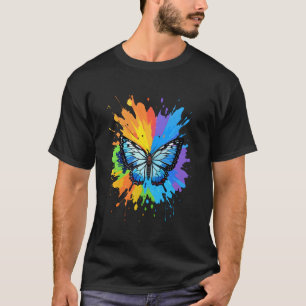 Kleurrijke Vlinder Pop Art Splash Schattigee Vlind T-shirt