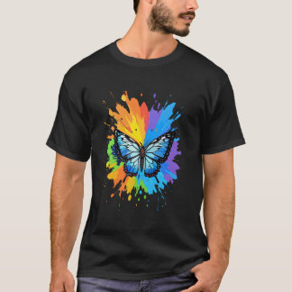 Kleurrijke Vlinder Pop Art Splash Schattigee Vlind T-shirt