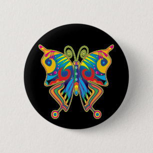 Kleurrijke vlinder ronde button 5,7 cm