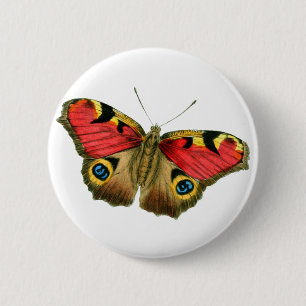 Kleurrijke vlinder ronde button 5,7 cm