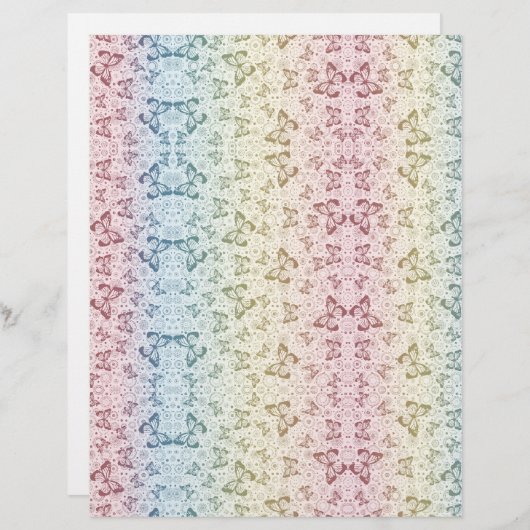 Kleurrijke Vlinder Scrapbook Pagina's Briefpapier (Voorkant / Achterkant)