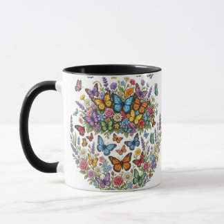 Kleurrijke Vlinder Tuin & Wilde Bloemen Boeket Mok