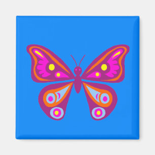 Kleurrijke Vlinder Vierkante Magneet