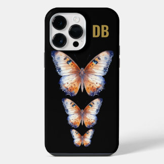 Kleurrijke Vlinder Zwarte Aangepaste Monogram iPhone 14 Pro Max Hoesje