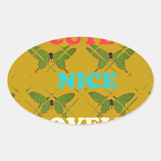 Kleurrijke vlinderdecoratie: Schattige, mooi en mo Ovale Sticker (Voorkant)