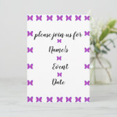 kleurrijke vlinderfeest ELKE EVENT Uitnodiging (Staand voorkant)