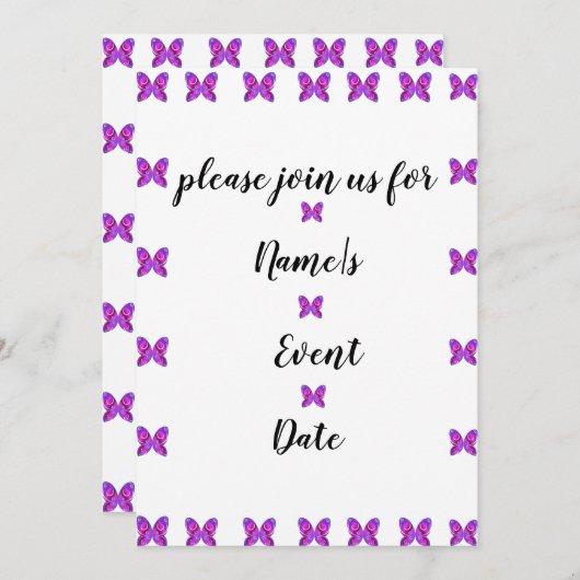 kleurrijke vlinderfeest ELKE EVENT Uitnodiging (Voorkant / Achterkant)