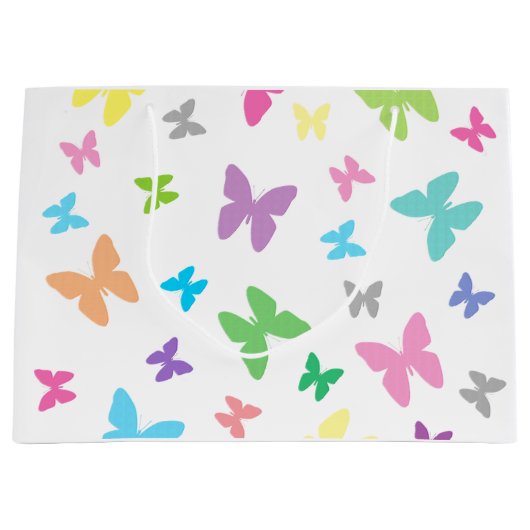 Kleurrijke vlinderkunst groot cadeauzakje (Voorkant)