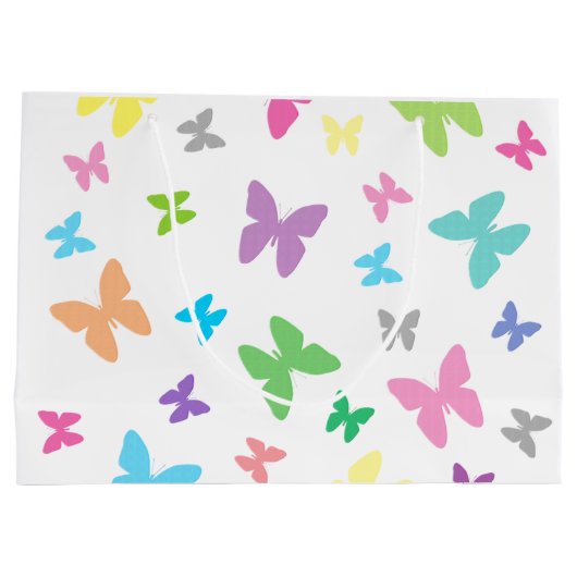 Kleurrijke vlinderkunst groot cadeauzakje (Achterkant)