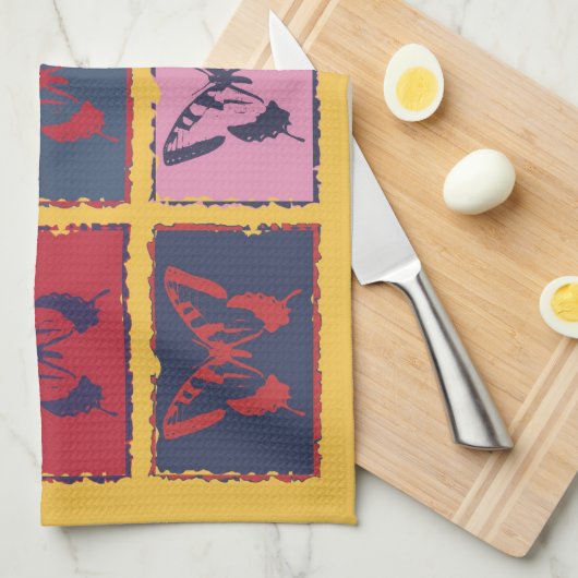 kleurrijke vlinderkunst theedoek (Quarter Fold)