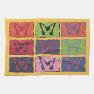 kleurrijke vlinderkunst theedoek