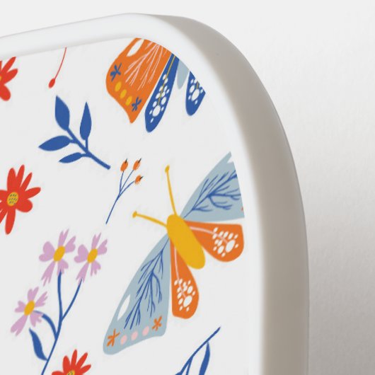 Kleurrijke vlindermossen Aangepaste tekstnaam beve Pickleball Paddle (Links Detail)