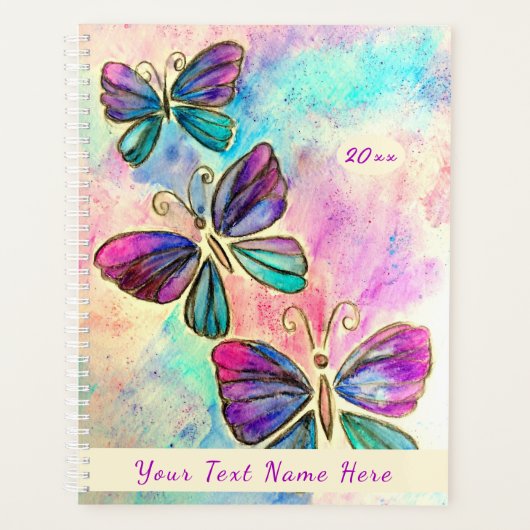 Kleurrijke vlinderplanner - aangepaste tekst - Jaa Planner (Voorkant)