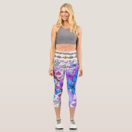 Kleurrijke vlinderprint Leggings-Stijlvol & Comfor