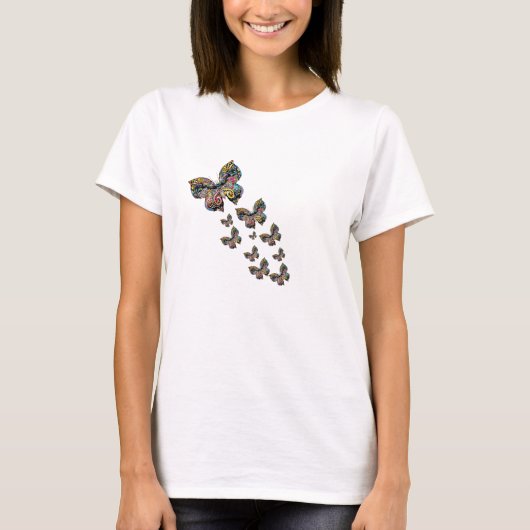Kleurrijke vlinders | Artistieke Boho Flying T-shi T-shirt (Voorkant)