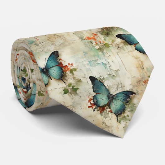 Kleurrijke  Vlinders en Bloemen (12) Stropdas (Opgerold)