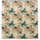 Kleurrijke Vlinders en Bloemen (3) Douchegordijn (Voorkant)