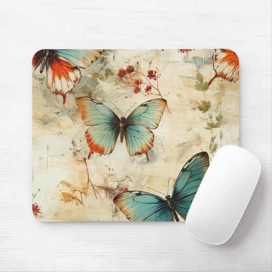 Kleurrijke Vlinders en Bloemen (3) Muismat (Met muis)