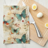 Kleurrijke  Vlinders en Bloemen (3) Theedoek (Quarter Fold)
