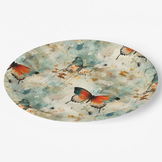 Kleurrijke Vlinders en Bloemen (4) Papieren Bordje (Gekanteld)